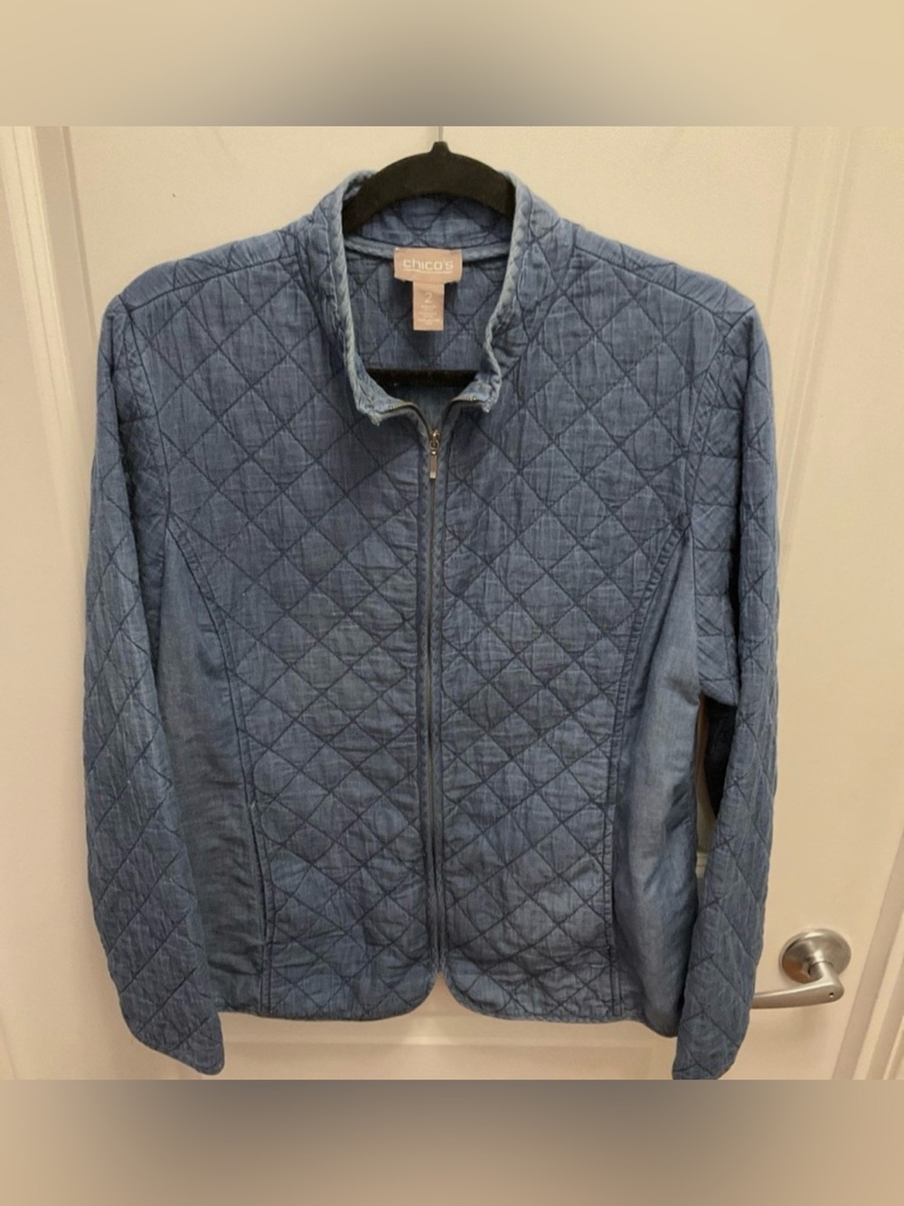 Chico's Lightweight Quilted Jacket in Denim Blue